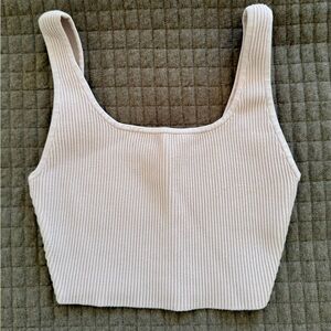 Babaton by Aritzia Ribbed Taupe Ribbed Contour Tank Top. Size Small
